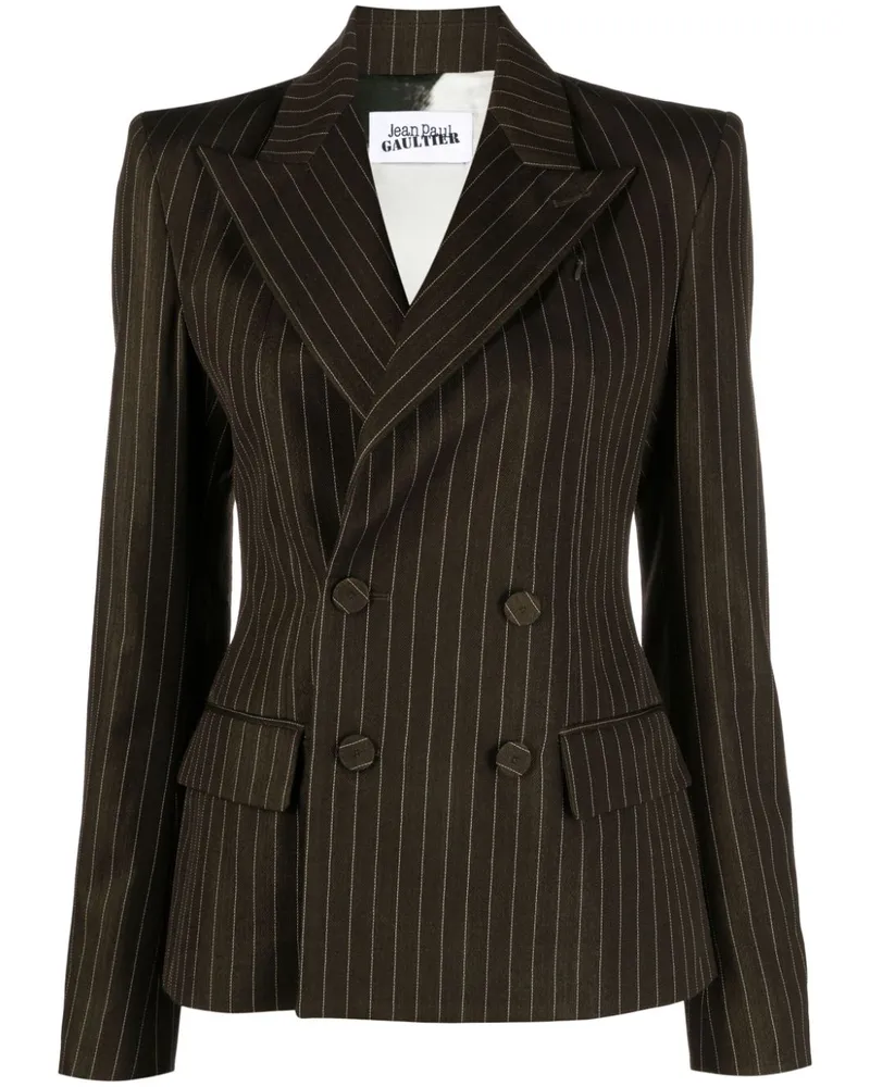 Jean Paul Gaultier Doppelreihiger Blazer mit Nadelstreifen - Braun Braun