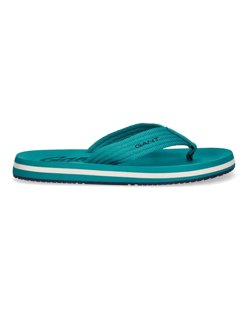 Gant logo-print braided flip-flops - Grün Grün