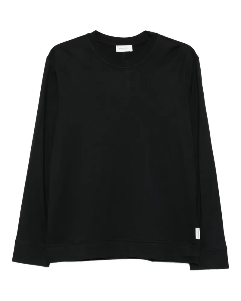 Paolo Pecora Milano Klassisches Langarmshirt - Schwarz Schwarz