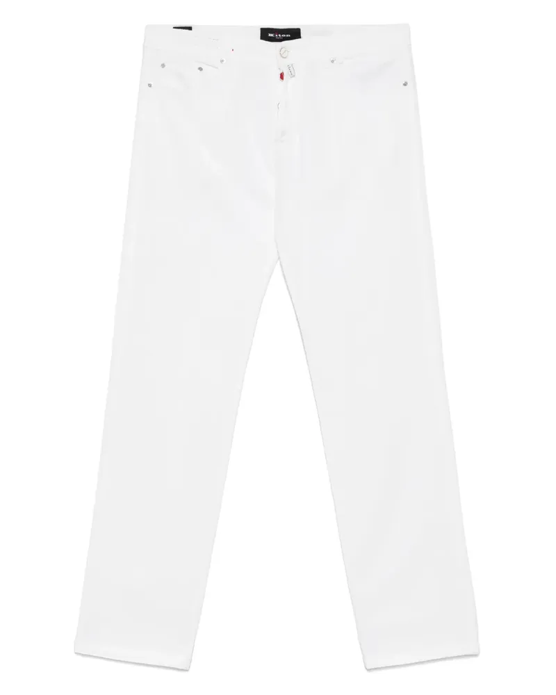 Kiton Hose mit Logo-Patch - Weiß Weiß
