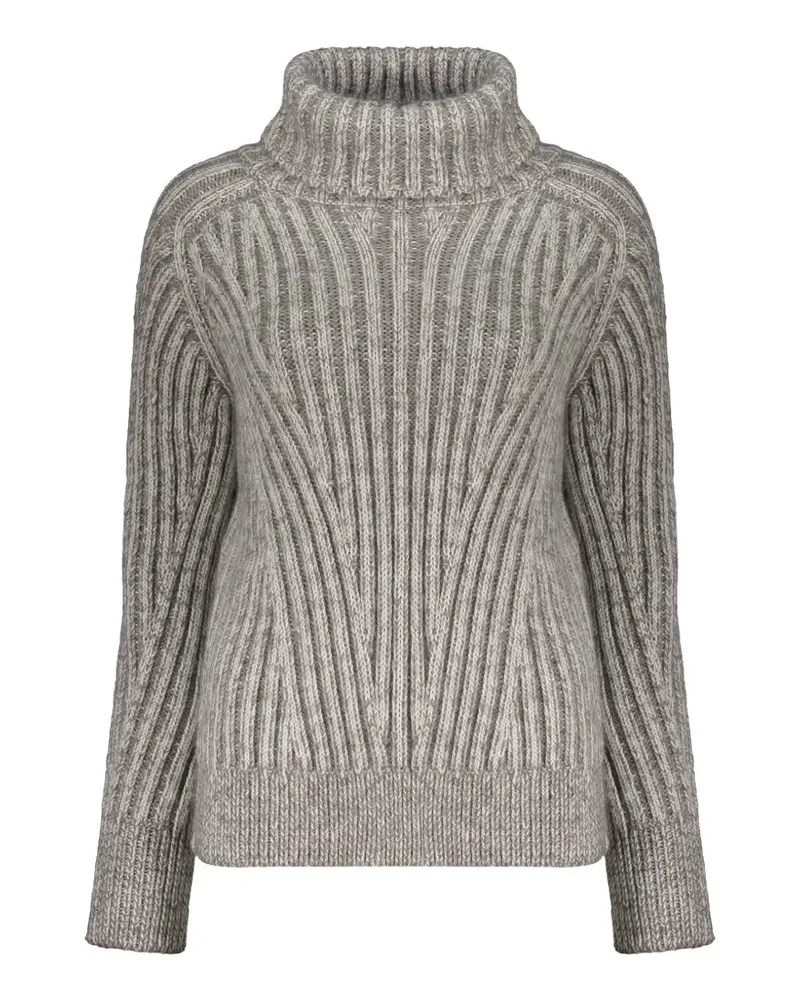 MOORER Gerippter Rollkragenpullover - Grau Grau