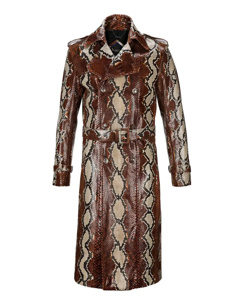 Billionaire double-breasted snakeskin-effect trench coat - Braun Braun