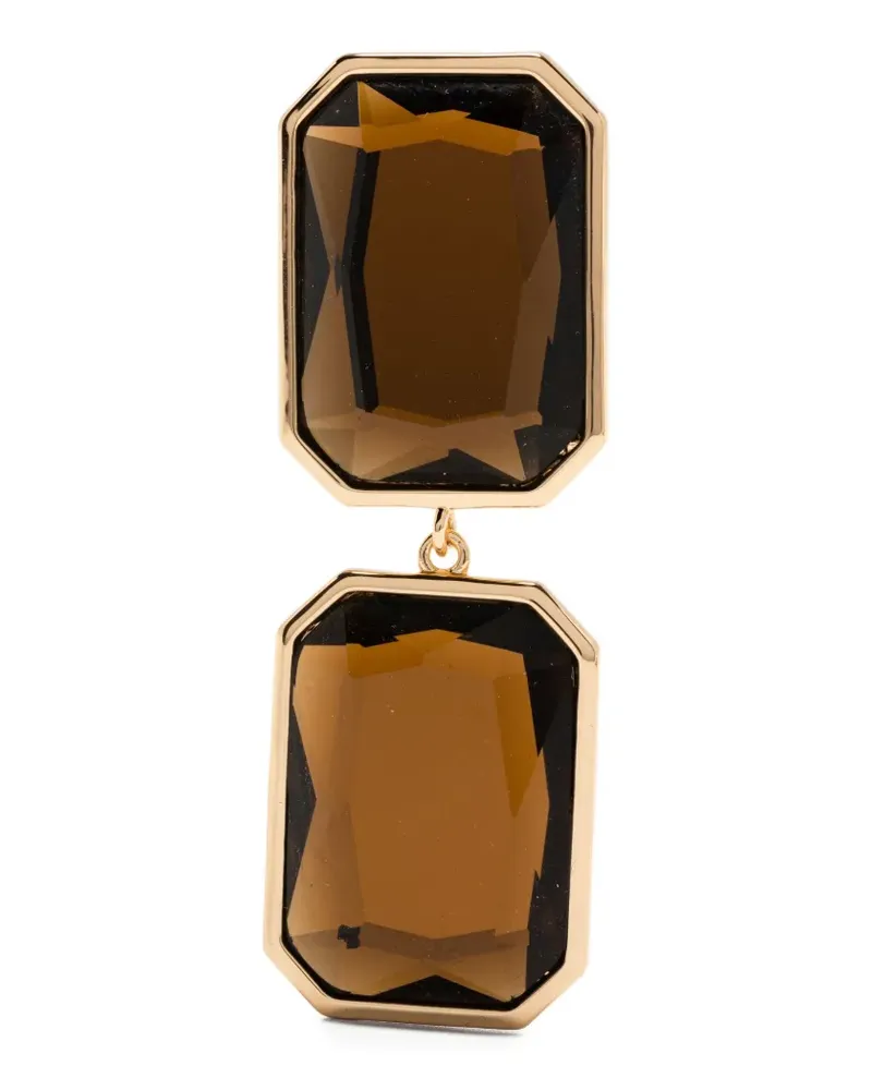 Self-Portrait geometric-cut stone earrings - Gold Gold