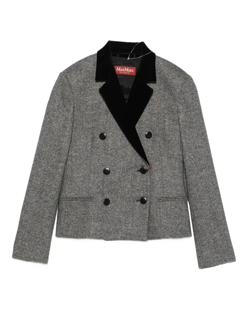 Max Mara double-breasted velvet-trim blazer - Schwarz Schwarz