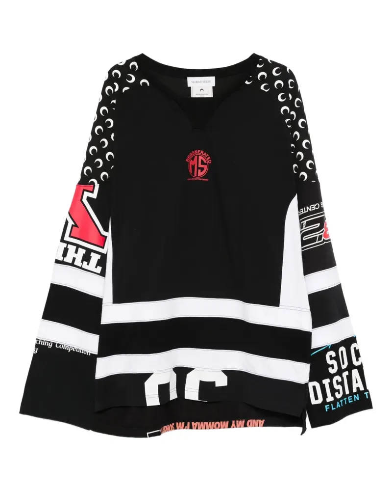Marine Serre Langarmshirt mit grafischem Print - Schwarz Schwarz