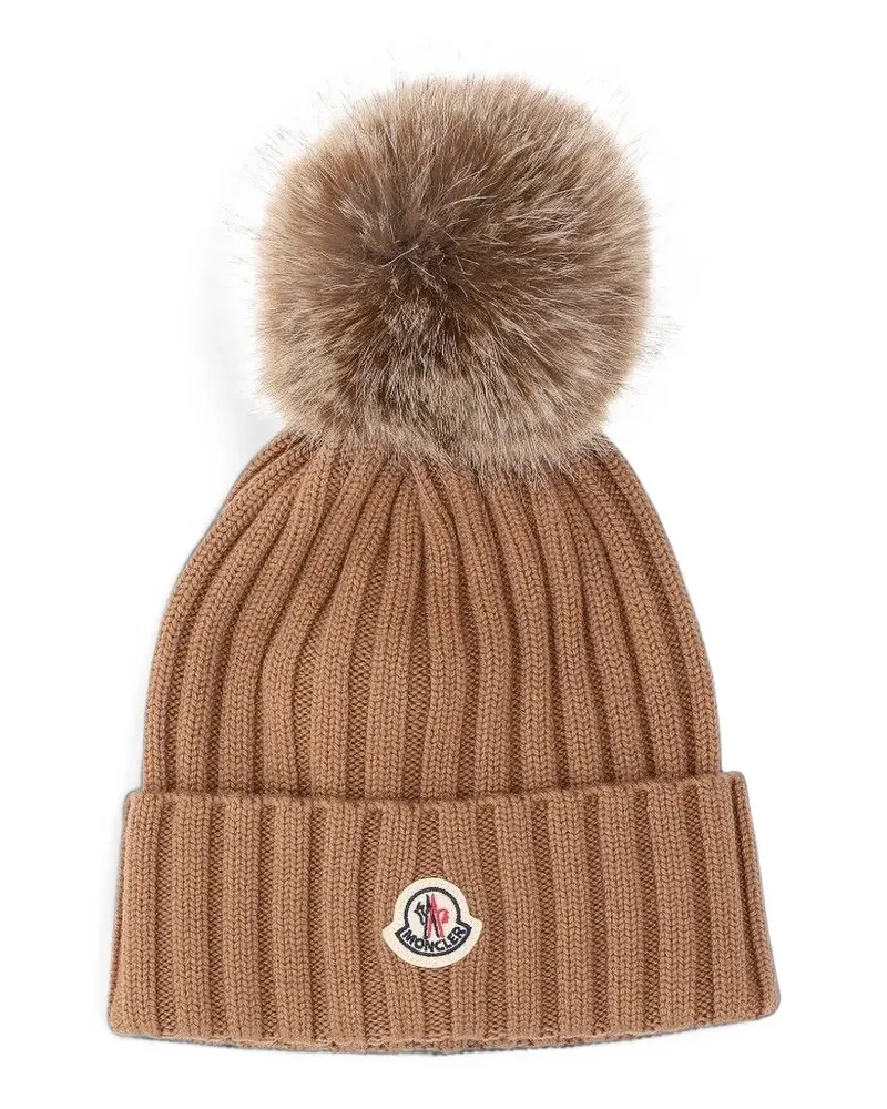 Moncler wool beanie with pom pom - Nude Nude