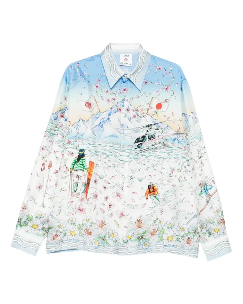 Casablanca Paris L'Hiver Fleuri Seidenhemd - Weiß Weiß