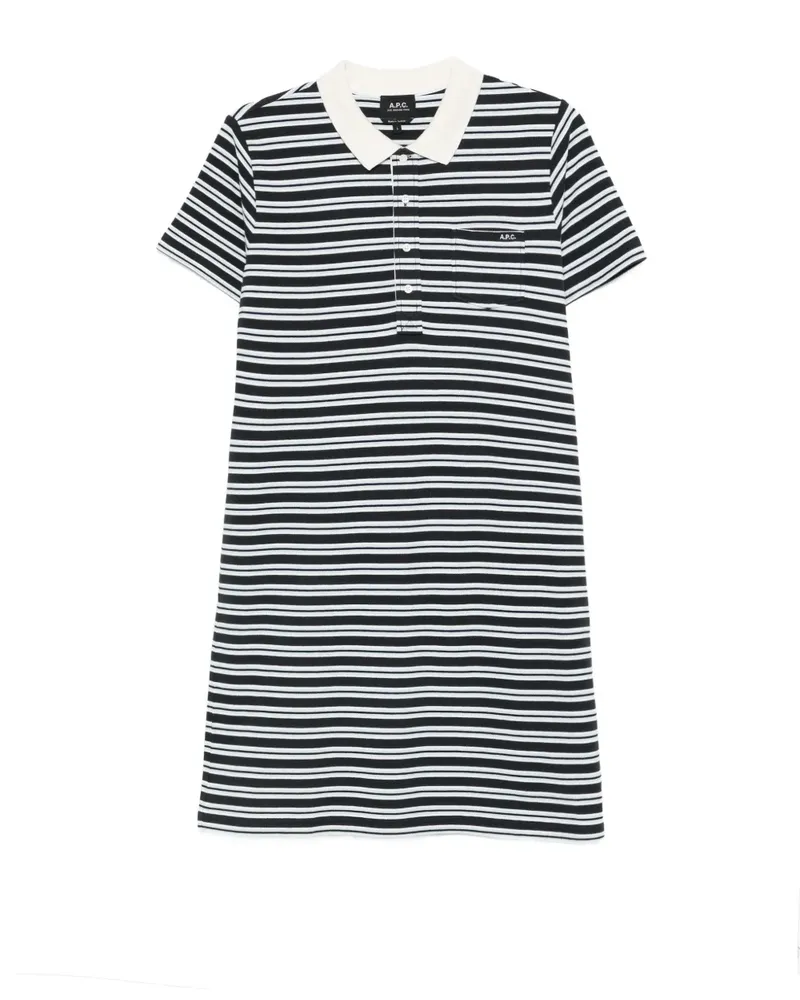 A.P.C. striped polo mini dress - Blau Blau