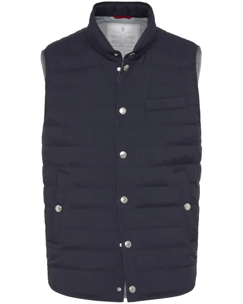 Brunello Cucinelli Gefütterte Weste mit Stehkragen - Blau Blau