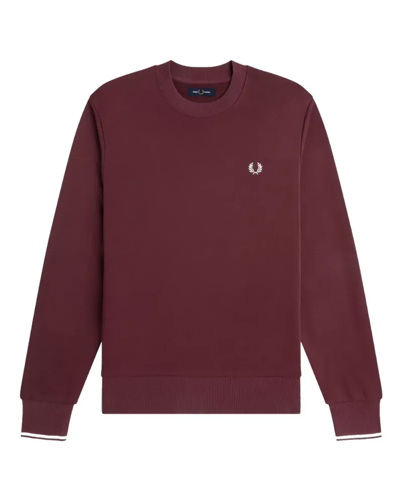 Fred Perry Geripptes Sweatshirt mit Logo-Stickerei - Rot Rot