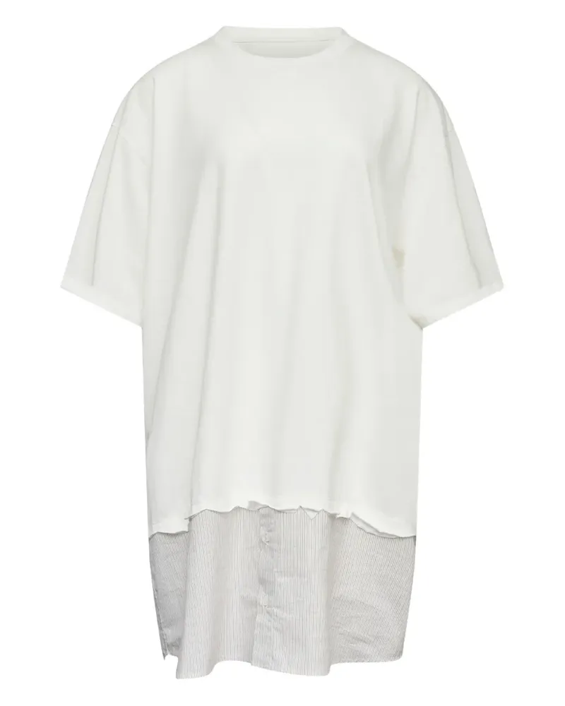 Maison Margiela T-Shirtkleid mit gestreiftem Einsatz - Weiß Weiß