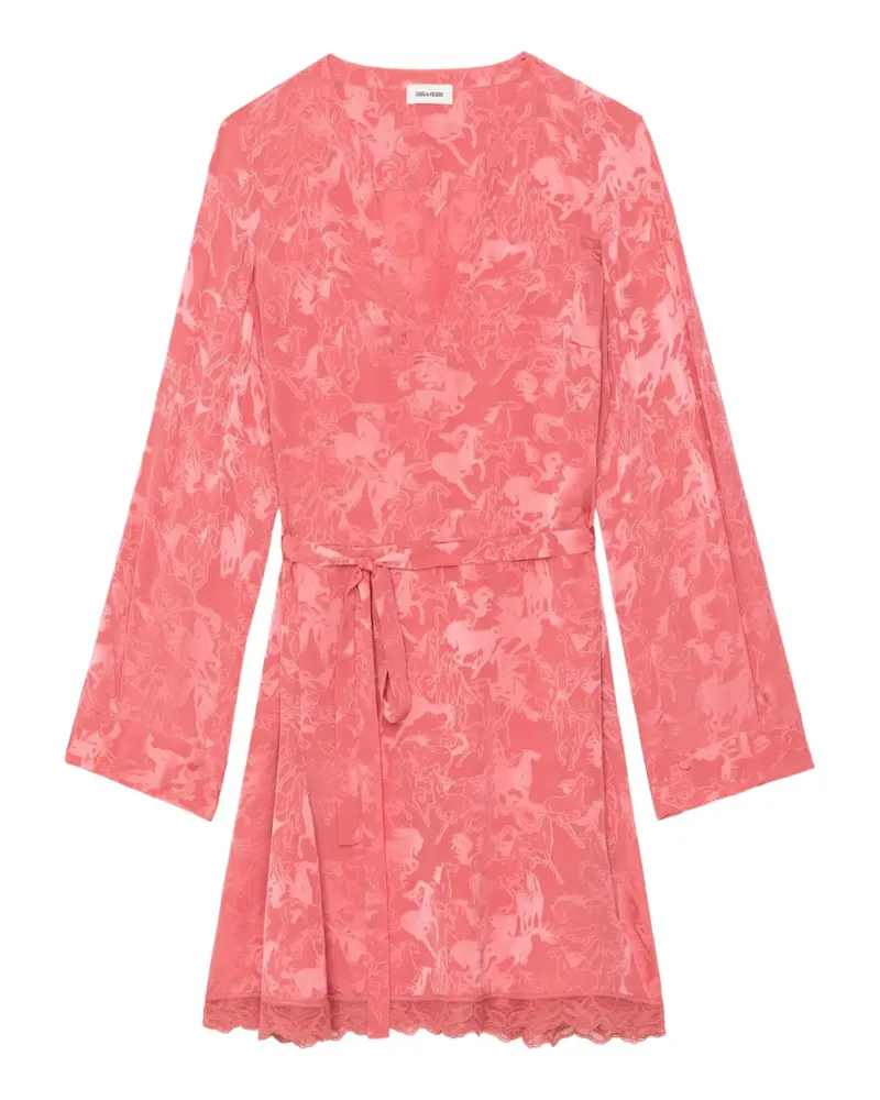 Zadig & Voltaire Ramasco lace-detail horse-pattern mini dress - Rosa Rosa