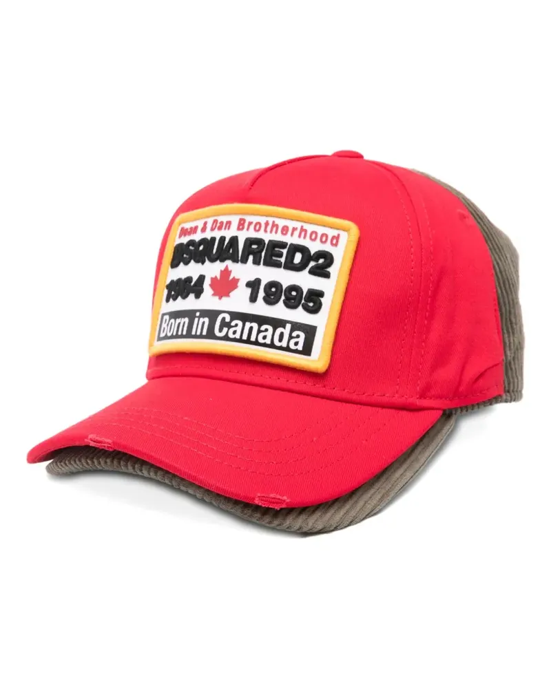 Dsquared2 patch-detail corduroy baseball cap - Rot Rot
