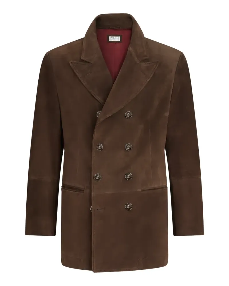 Brunello Cucinelli Outerwear-Jacke aus Wildleder im Blazer-Style - Braun Braun