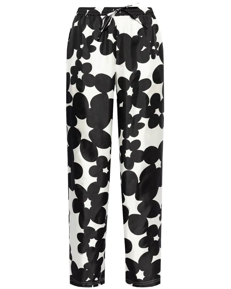 Marni Seidenhose mit Dillies-Print - Schwarz Schwarz