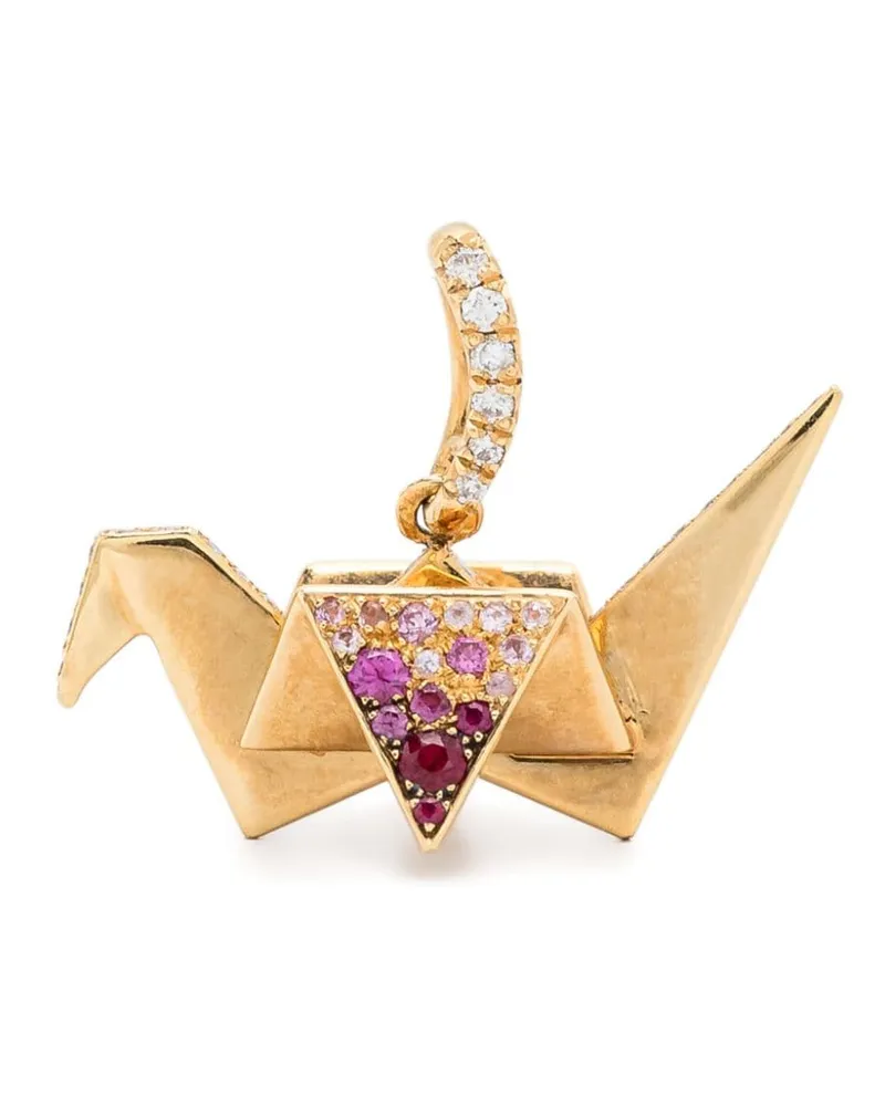 Aurélie Bidermann 18kt Origami Gelbgoldanhänger mit Saphir und Diamant Gold