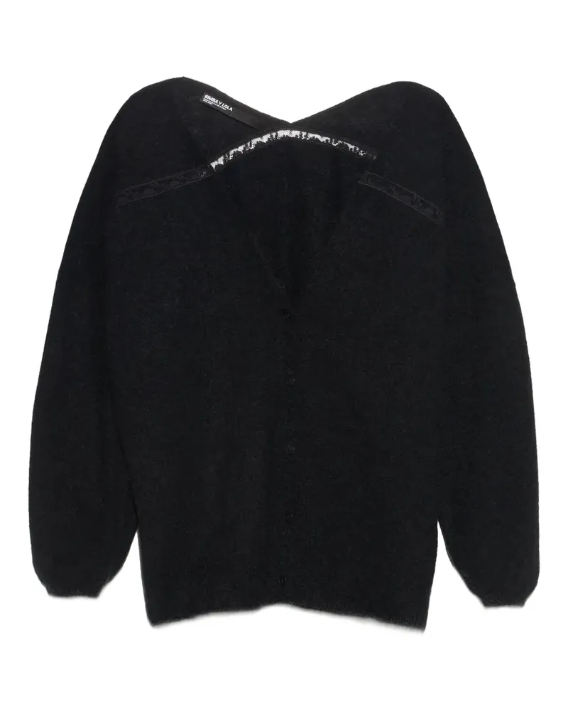 BIMBA Y LOLA Cardigan aus schwarzer Mohairwolle und Spitze Schwarz