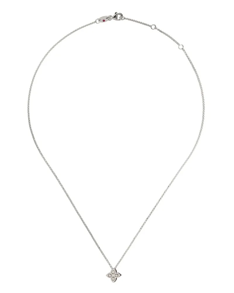 Roberto Coin 18kt 'Princess Flower' Weißgoldhalskette mit Diamanten - Silber Silber