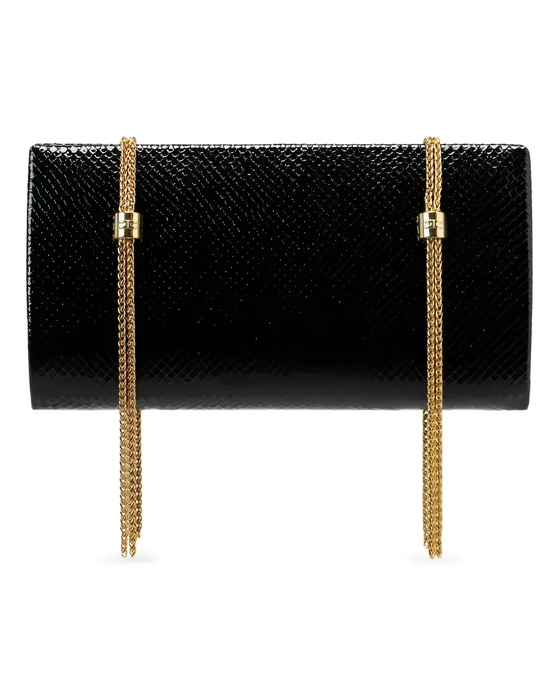 Elisabetta Franchi python texture chain clutch bag - Schwarz Schwarz