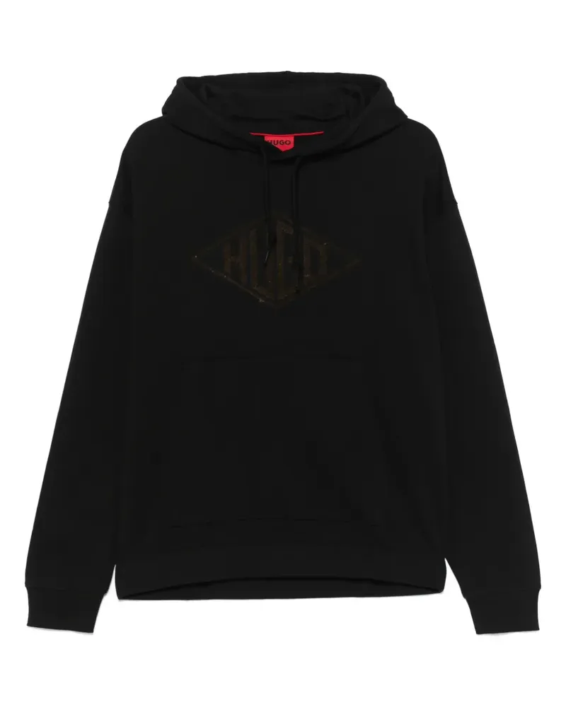 HUGO BOSS Hoodie mit beflocktem Logo - Schwarz Schwarz