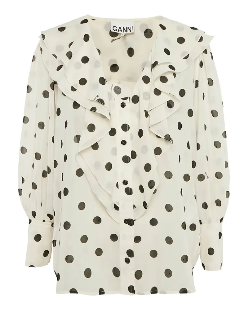Ganni Gepunktete Bluse - Nude Nude
