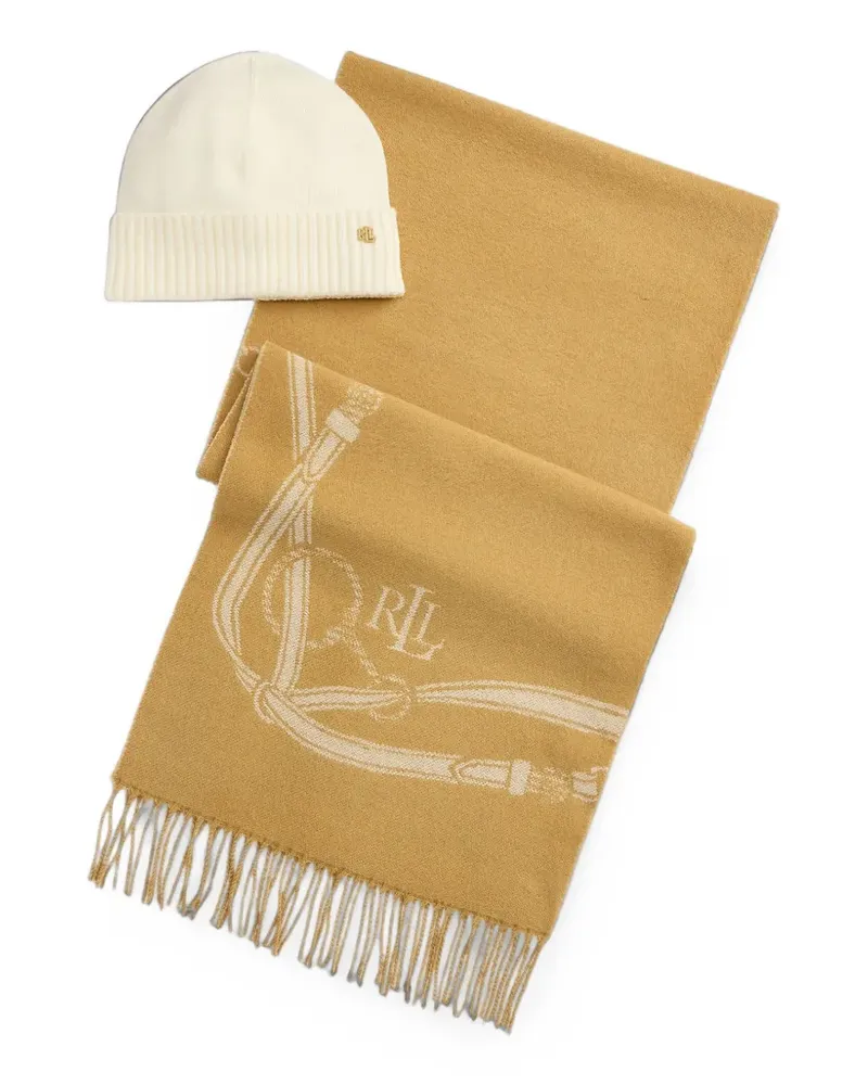 Ralph Lauren Polo Pony-embroidered beanie hat and scarf set - Braun Braun