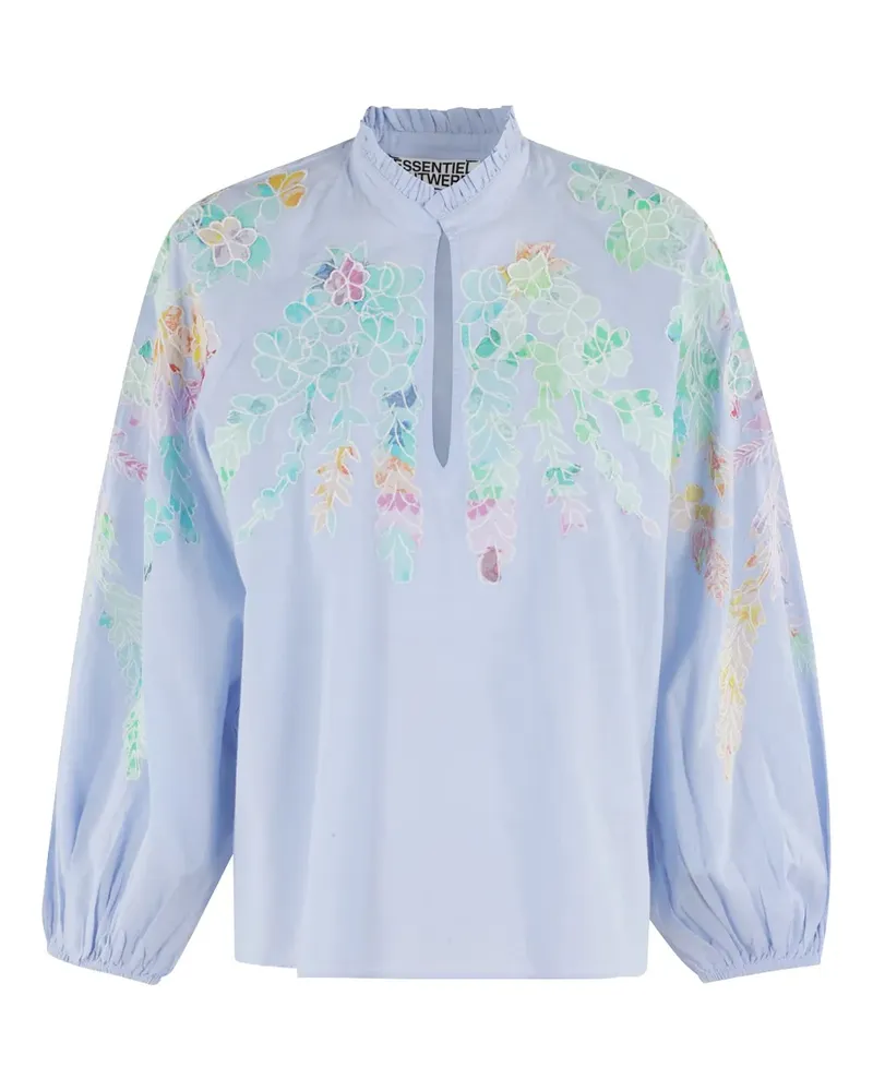 Essentiel Oberteil mit Blumenstickerei - Blau Blau