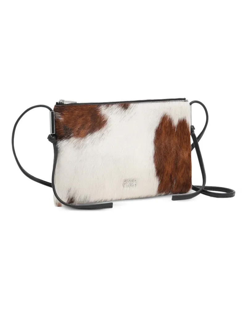 BIMBA Y LOLA Kleine Clutch aus braunem Pelz - Weiß Weiß