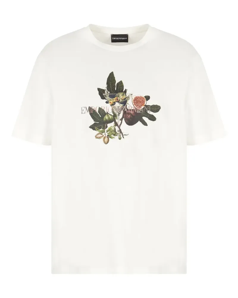 Emporio Armani T-Shirt mit Feigen-Print - Weiß Weiß