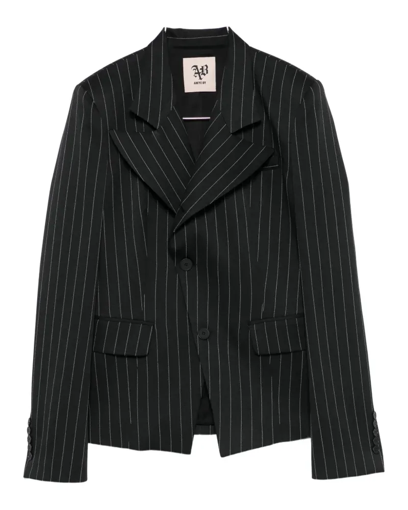 Aniye By pinstripe-pattern double-lapel jacket - Schwarz Schwarz