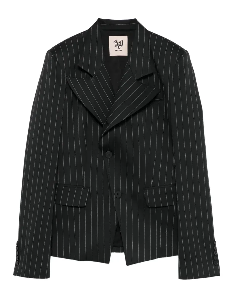 Aniye By pinstripe-pattern double-lapel jacket - Schwarz Schwarz