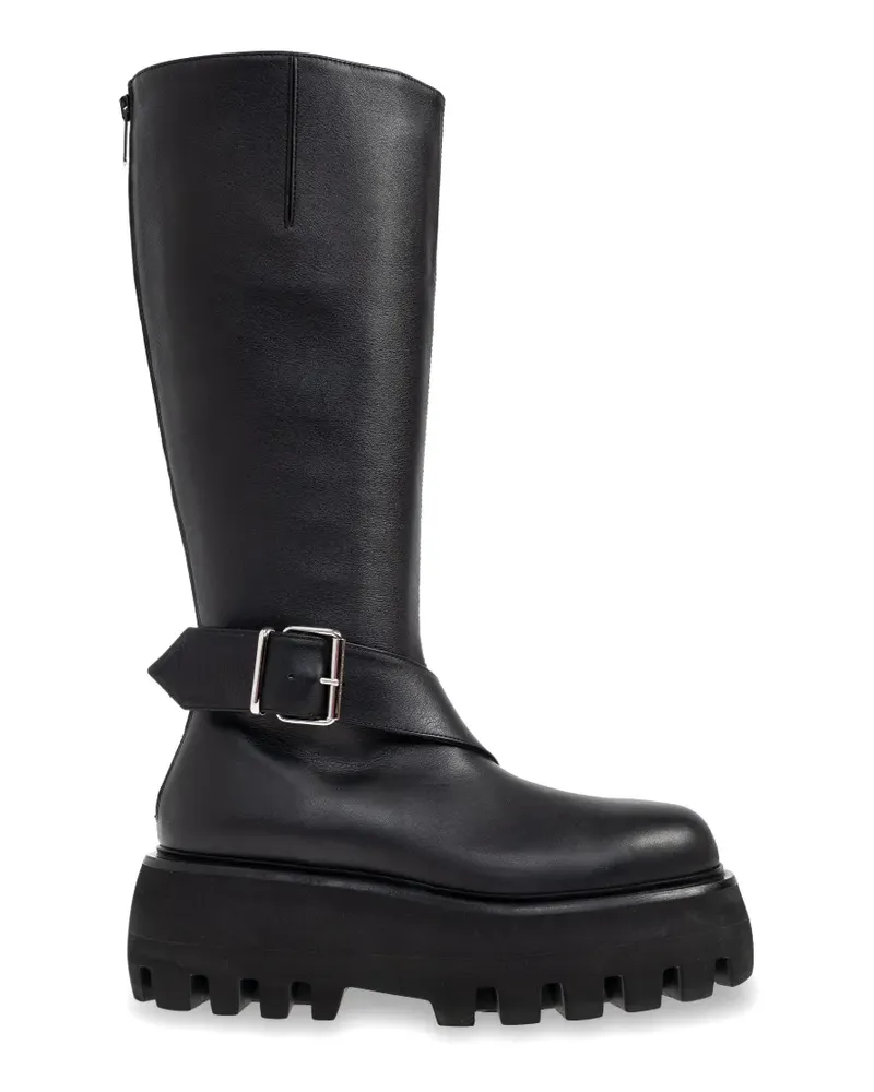 Alexander McQueen buckle platform leather biker boots - Schwarz Schwarz