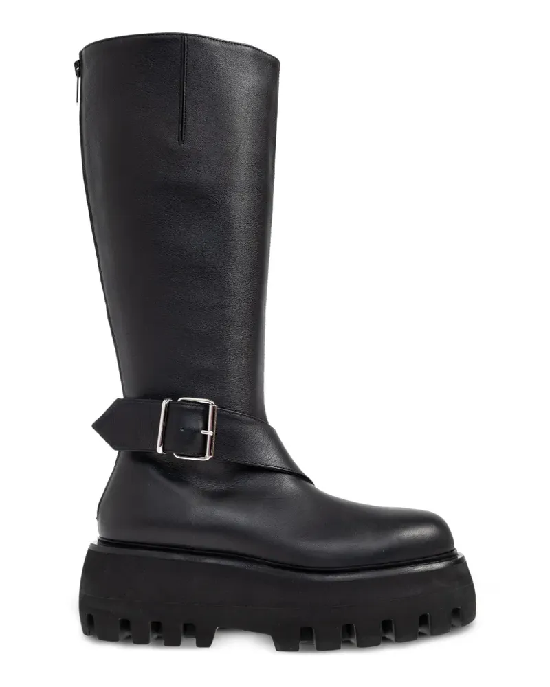 Alexander McQueen buckle platform leather biker boots - Schwarz Schwarz