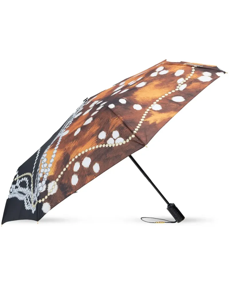Moschino Kompakter Regenschirm mit Logo-Print - Braun Braun