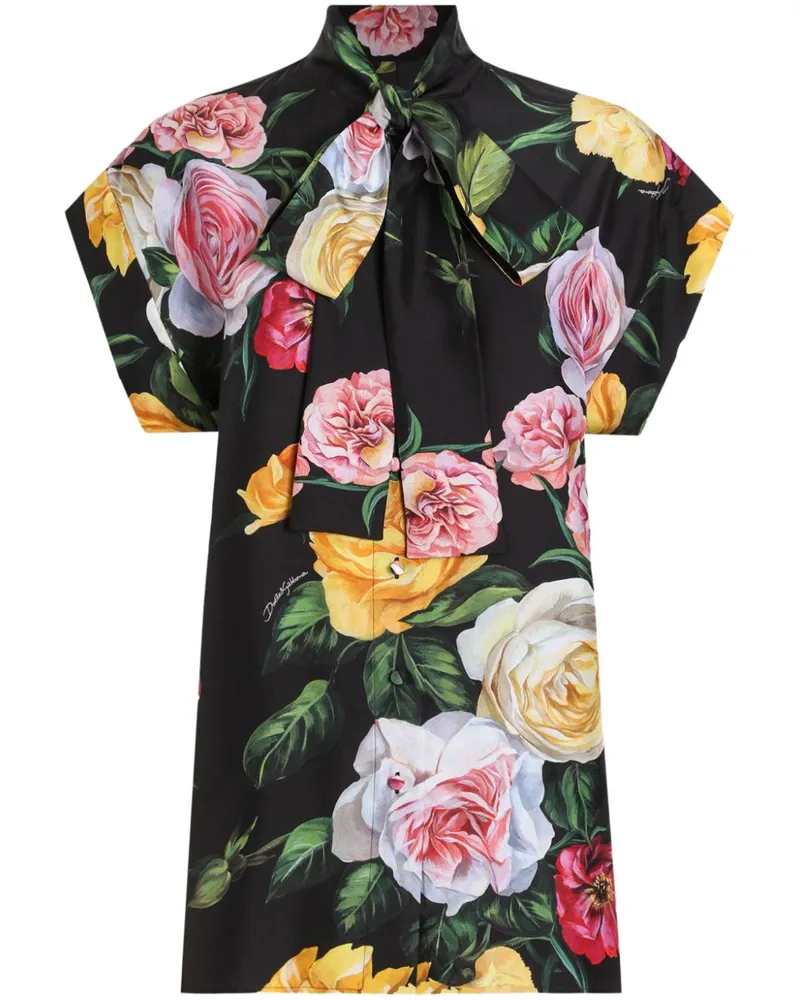 Dolce & Gabbana Hemd mit Rosen-Print - Schwarz Schwarz
