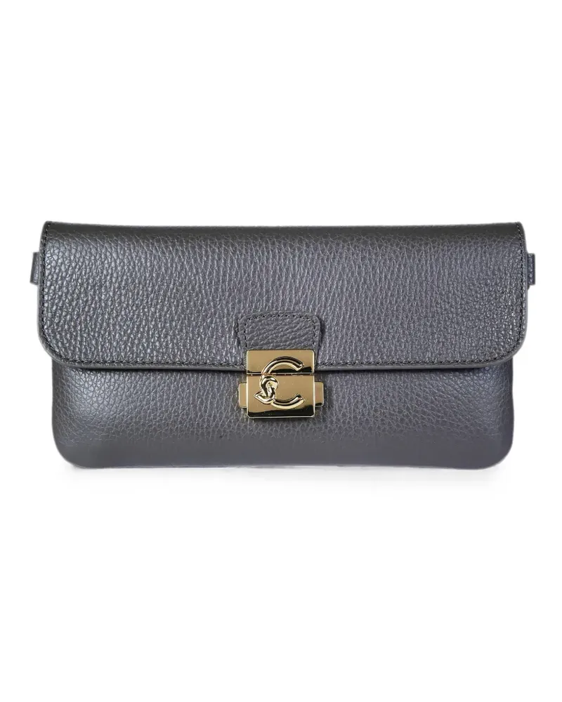 Coccinelle C-Me Lock Schultertasche aus strukturiertem Leder - Grau Grau