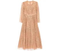 Kleid mit Pailletten - Nude