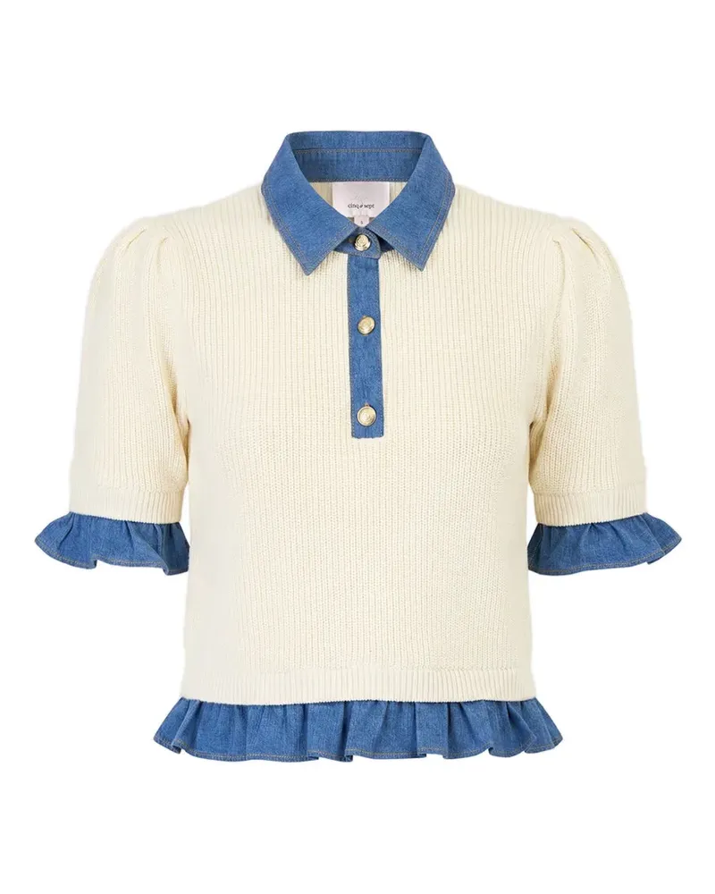 Cinq à Sept Gestricktes Shelly Poloshirt im Layering-Look - Nude Nude