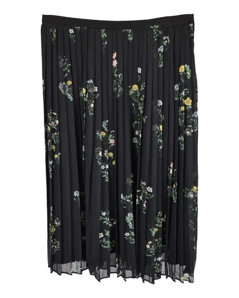 Max Mara Faltenrock mit Blumenmuster - Schwarz Schwarz