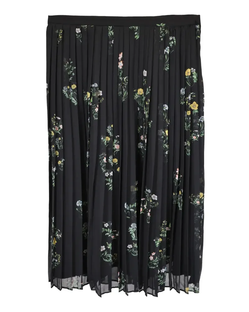 Max Mara Faltenrock mit Blumenmuster - Schwarz Schwarz