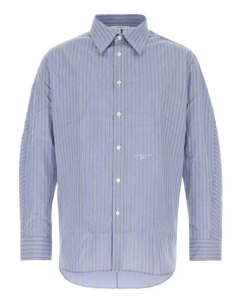 Givenchy striped embroidered-logo shirt - Blau Blau