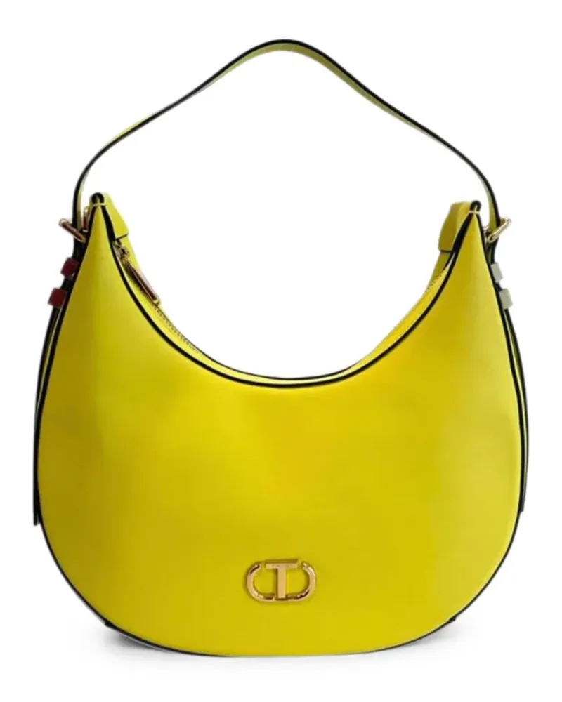 Twin-Set Schultertasche mit Logo-Schild - Gelb Gelb
