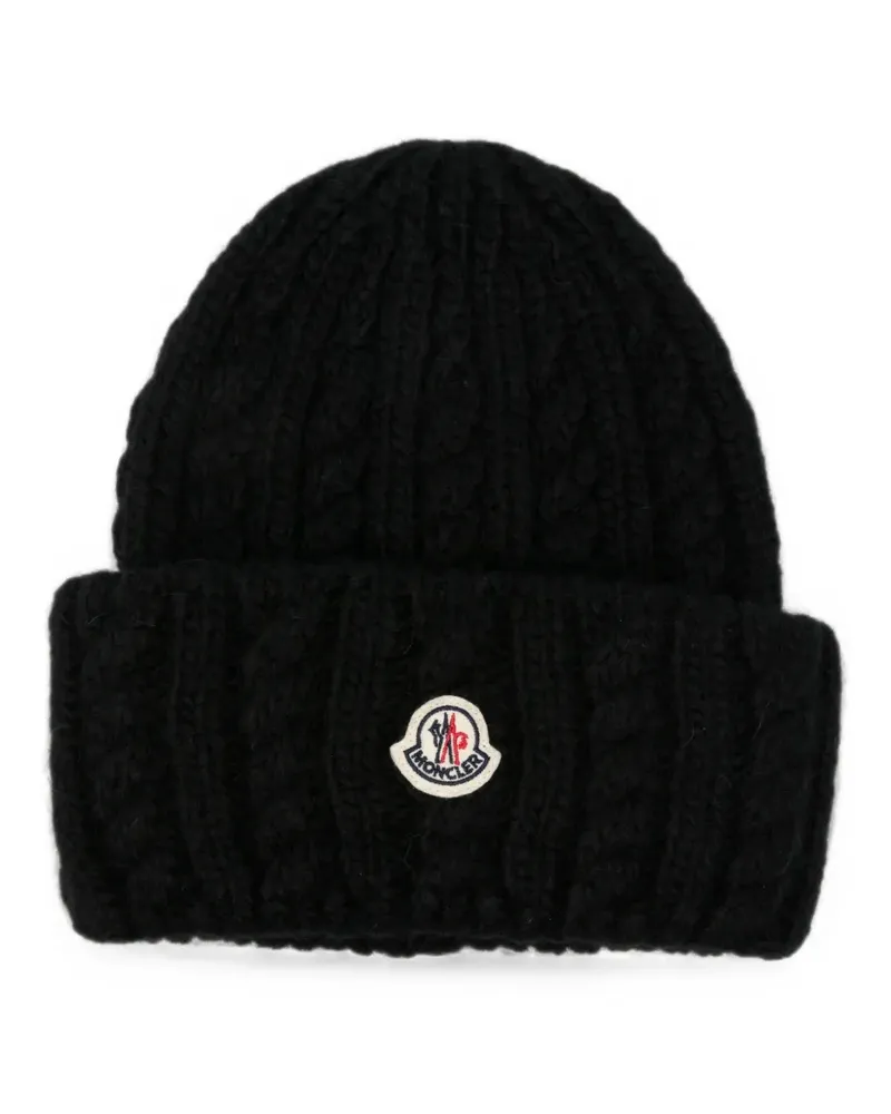 Moncler Beanie mit Zopfmuster - Schwarz Schwarz