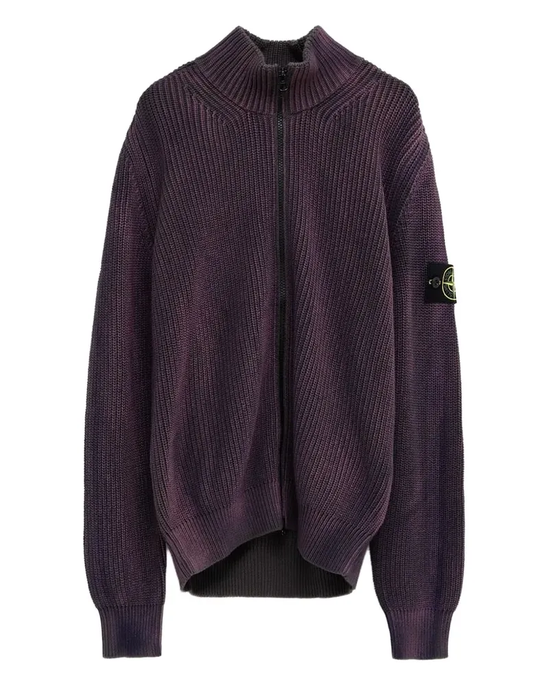 Stone Island Gerippter Cardigan mit Reißverschluss - Violett Violett