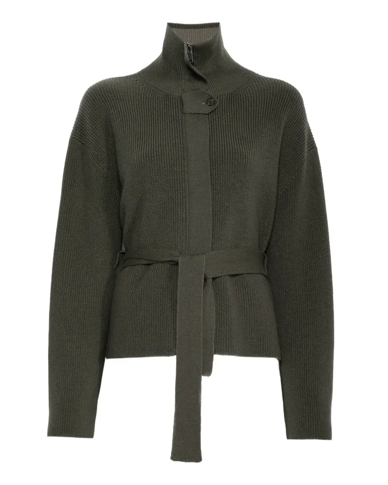 Lorena Antoniazzi Gerippter Cardigan mit Gürtel - Grün Grün