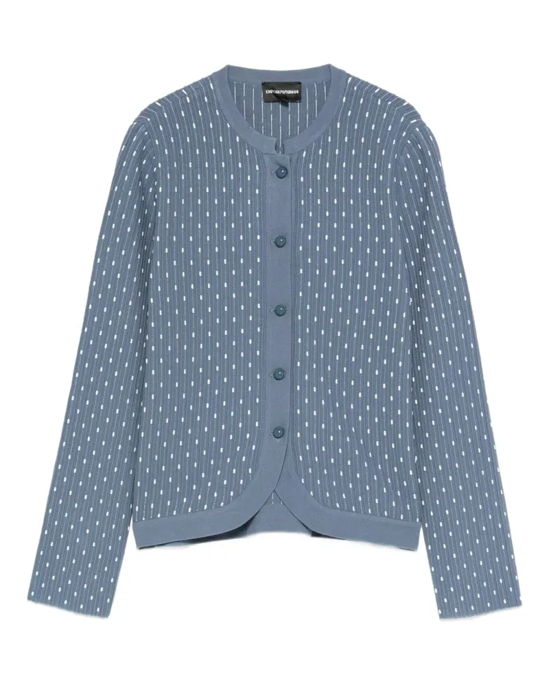 Emporio Armani Gerippter Cardigan mit Punktemuster - Blau Blau