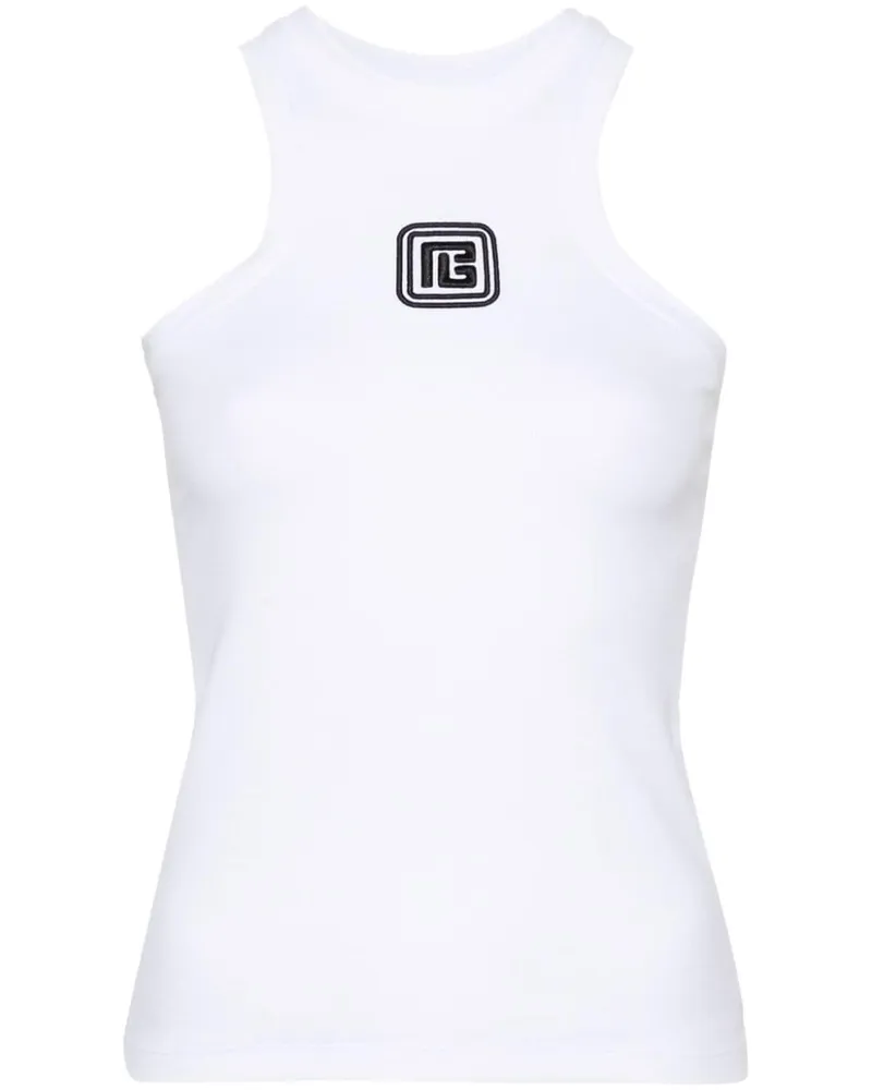 Balmain Top mit Logo-Stickerei - Weiß Weiß