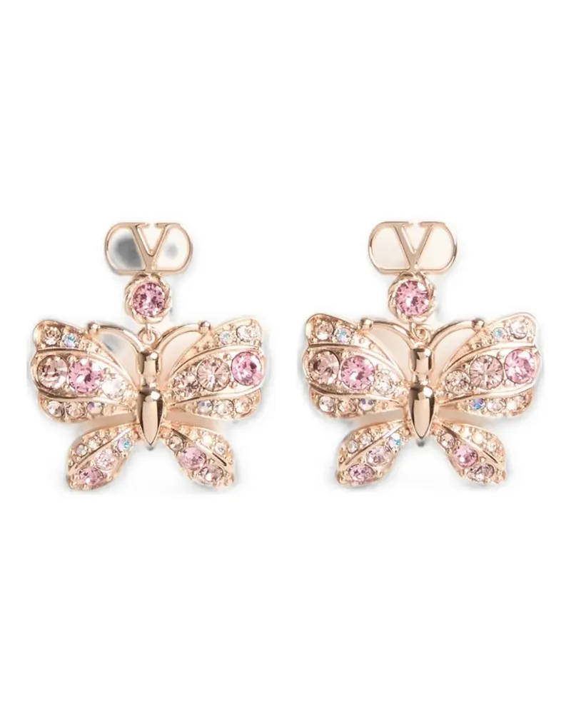 Valentino Garavani Flutterby earrings in metal and Swarovski® crystals - Rosa Rosa