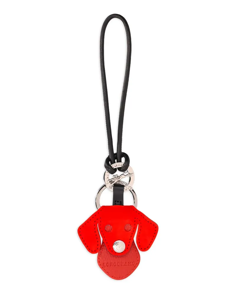 Longchamp Re-Play leather dog keyring - Rot Rot