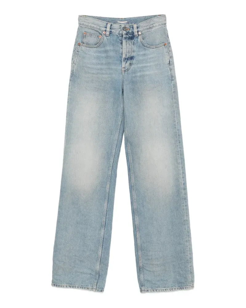 Saint Laurent Ausgeblichene Wide-Leg-Jeans - Blau Blau
